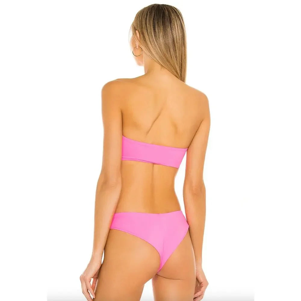 Frankies Bikinis Margo Strapless Bandeau Bikini Top - Pink Punch - Large